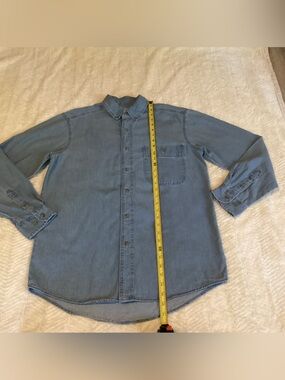 Vintage Wrangler Rugged Wear Denim Long Sleeve Button Western Mens Medium Shirt